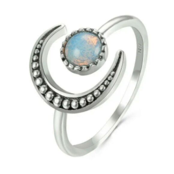 Crescent Moon Ring for Women Opening Ring Adjustable Jewelry for Gifts - Picture 1 of 12